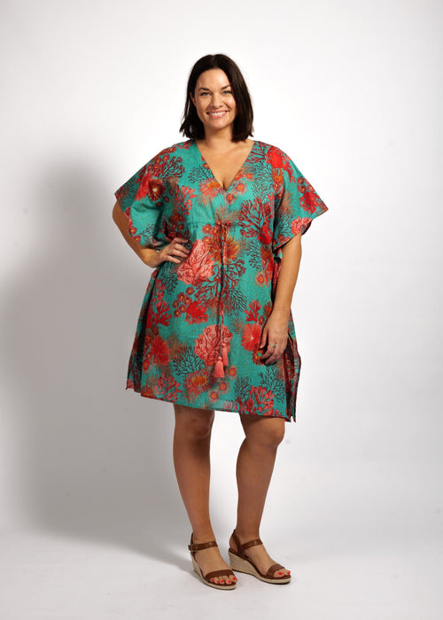 Isabel Kaftan in Teal Pink Coral