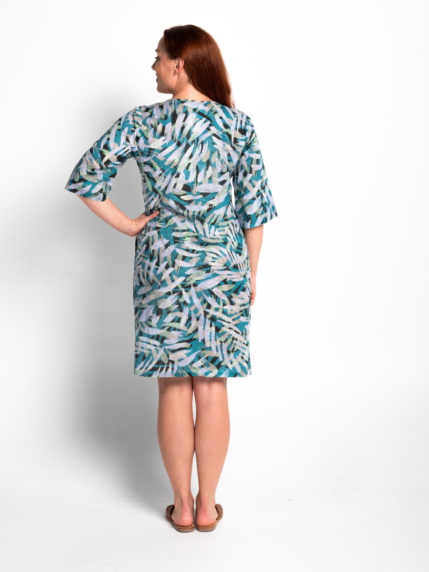 Heron Dress in Turquoise Brush