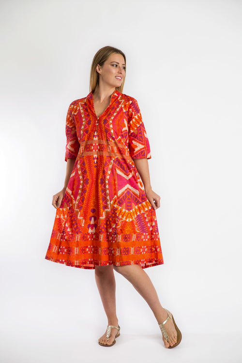 Mareeba Dress with Half Sleeves in Blood Orange