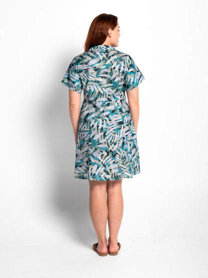 Mareeba Dress with Short Sleeve in Turquoise Brush
