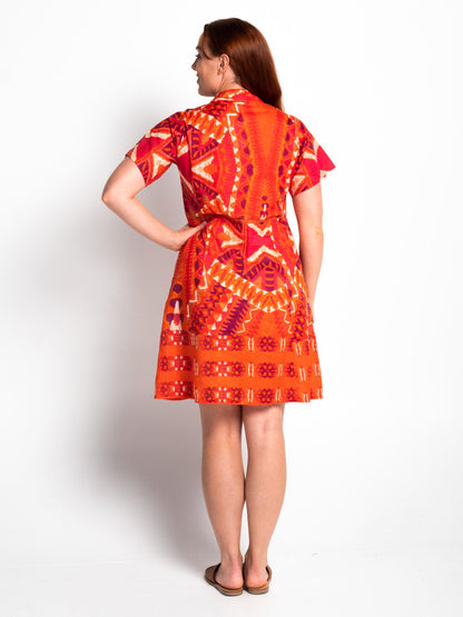 Mareeba Dress with Short Sleeves in Blood Orange