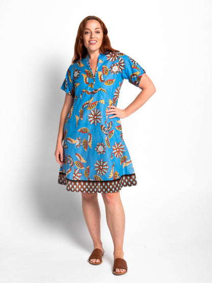 Mareeba Dress with Short Sleeve in Blue Ce Soir
