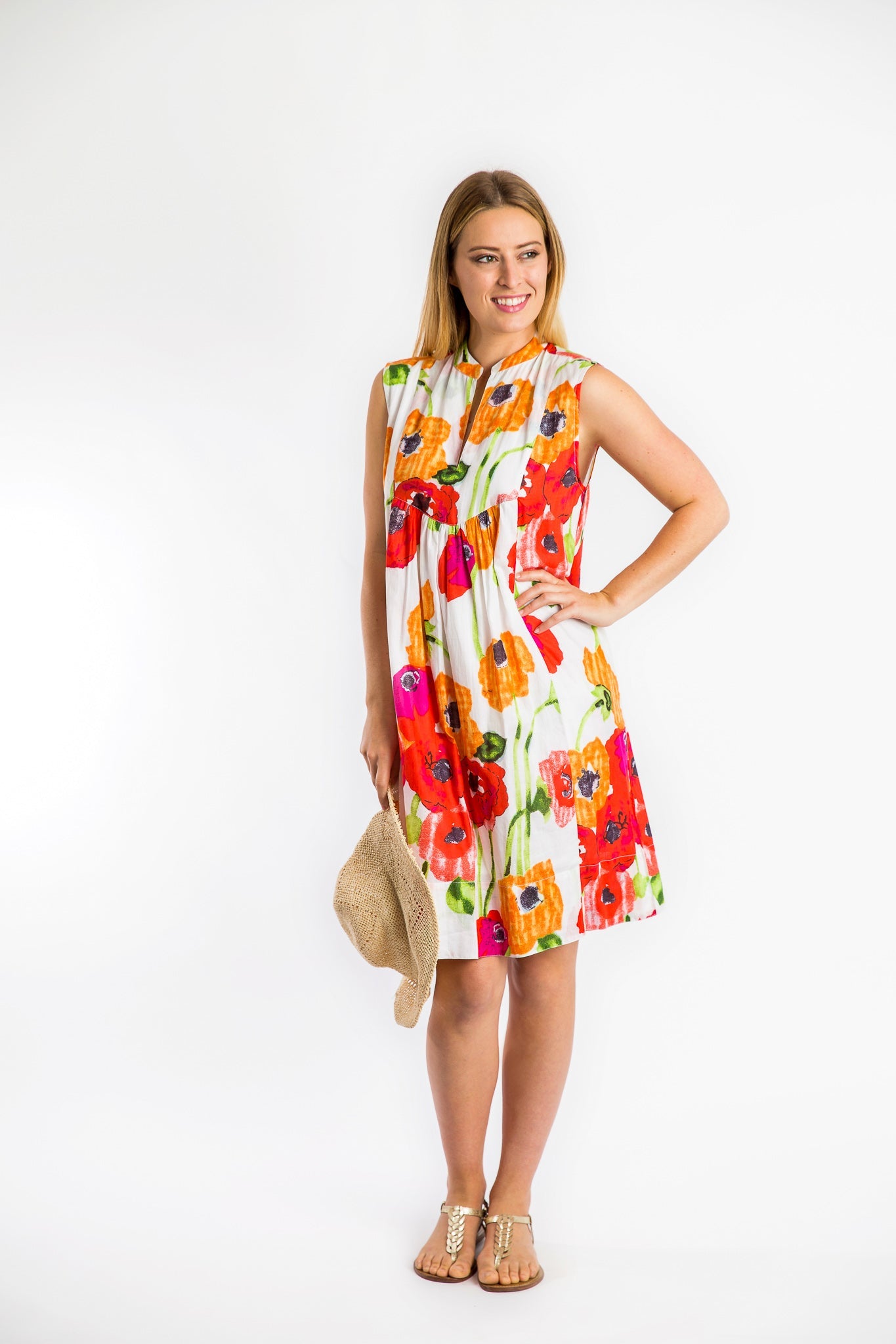 Kuranda Dress in White Poppies