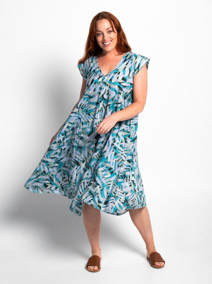Maheno Dress in Turquoise Brush