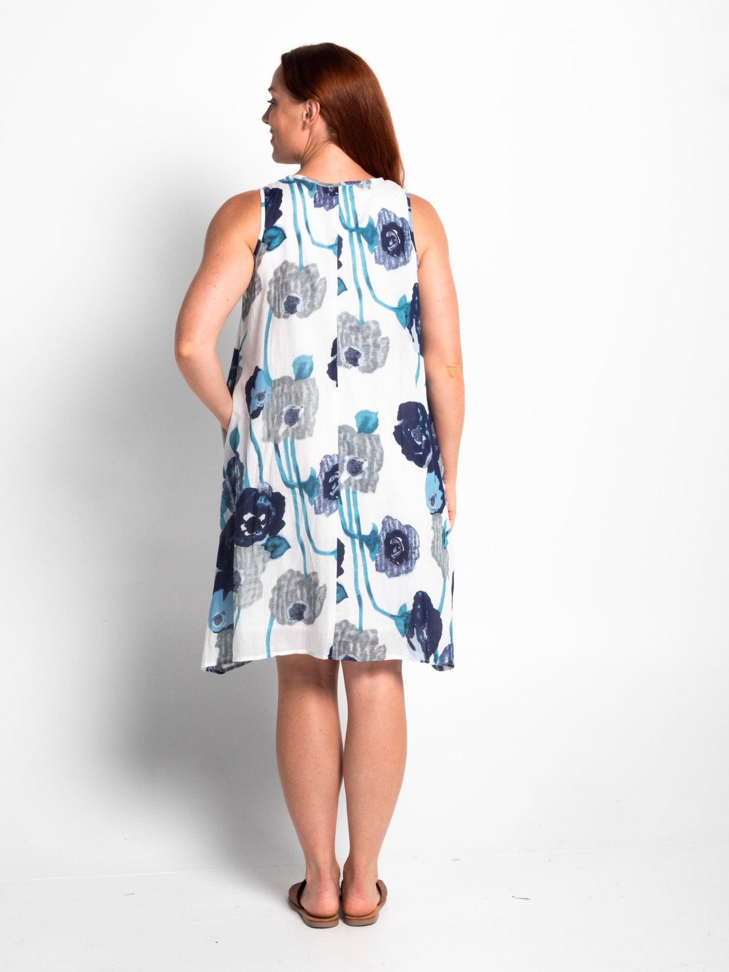 Coolum Dress in Blue Poppies