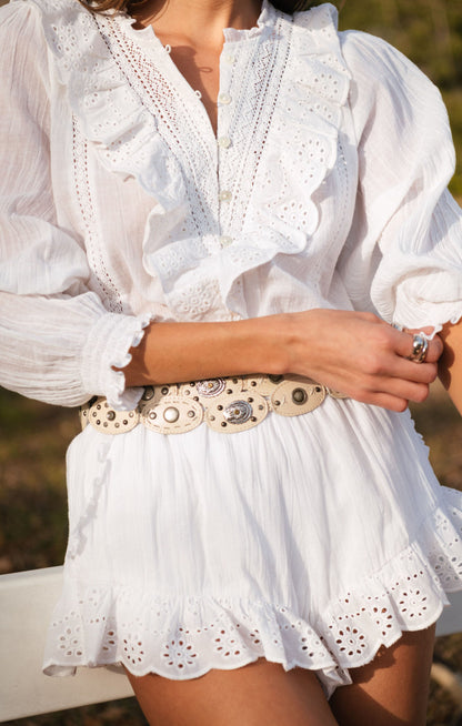 French Blouse ~ White Eyelet
