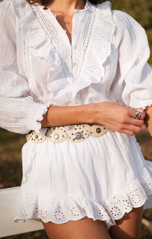 French Blouse ~ White Eyelet