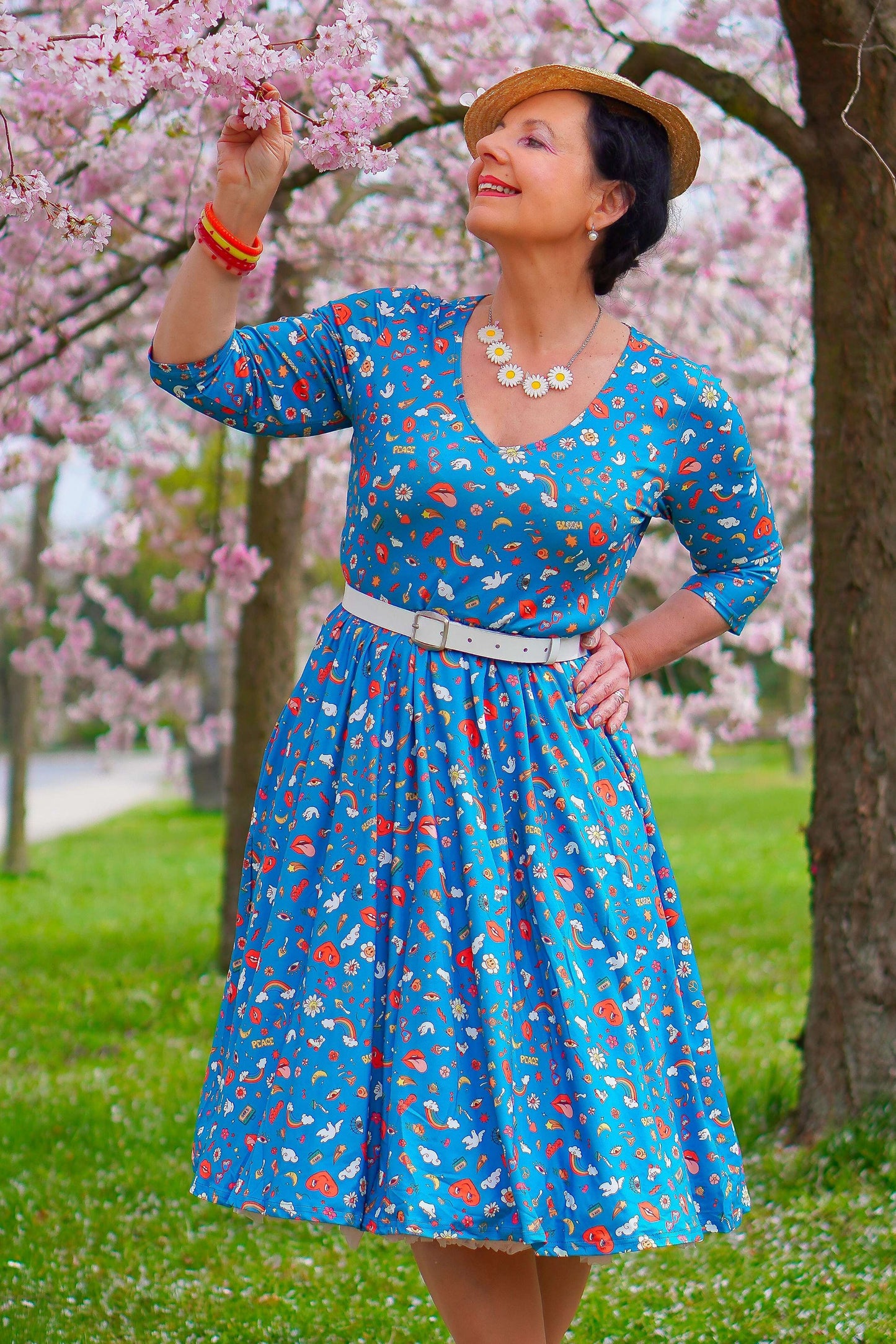 Billie Groovy Turquoise Long Sleeved Dress