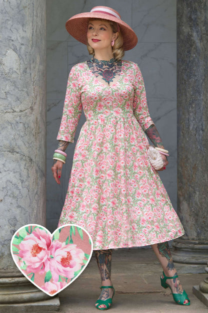 Billie Pink Peony Long Sleeved Dress