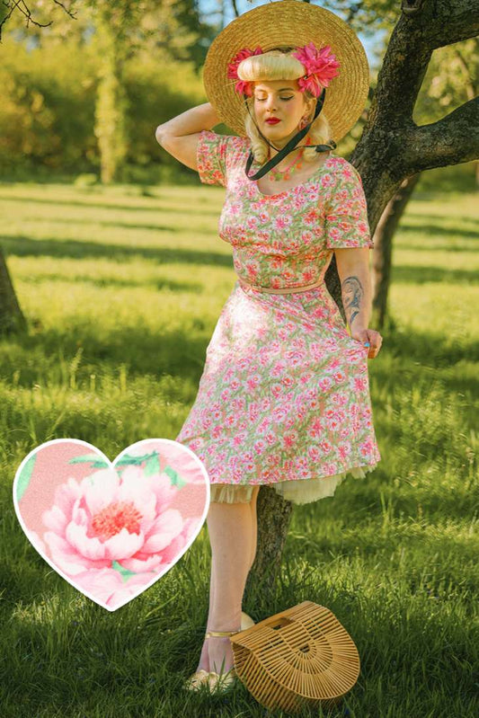 Brenda Pink Floral Short Sleeved Dress
