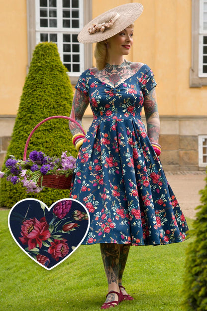 Lily Floral Dragonfly Off Shoulder Dress