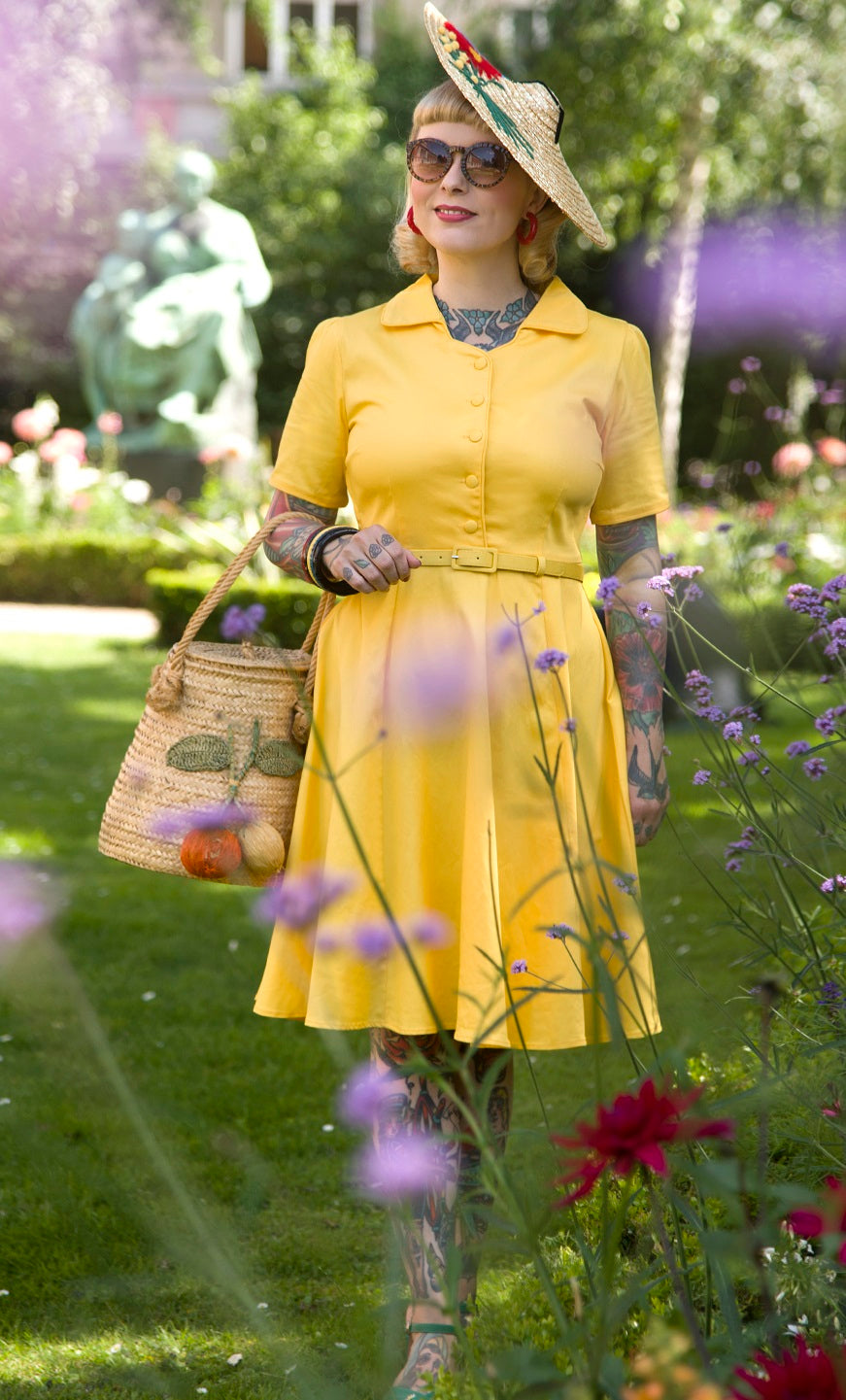 Penelope Vintage Yellow Shirt Dress