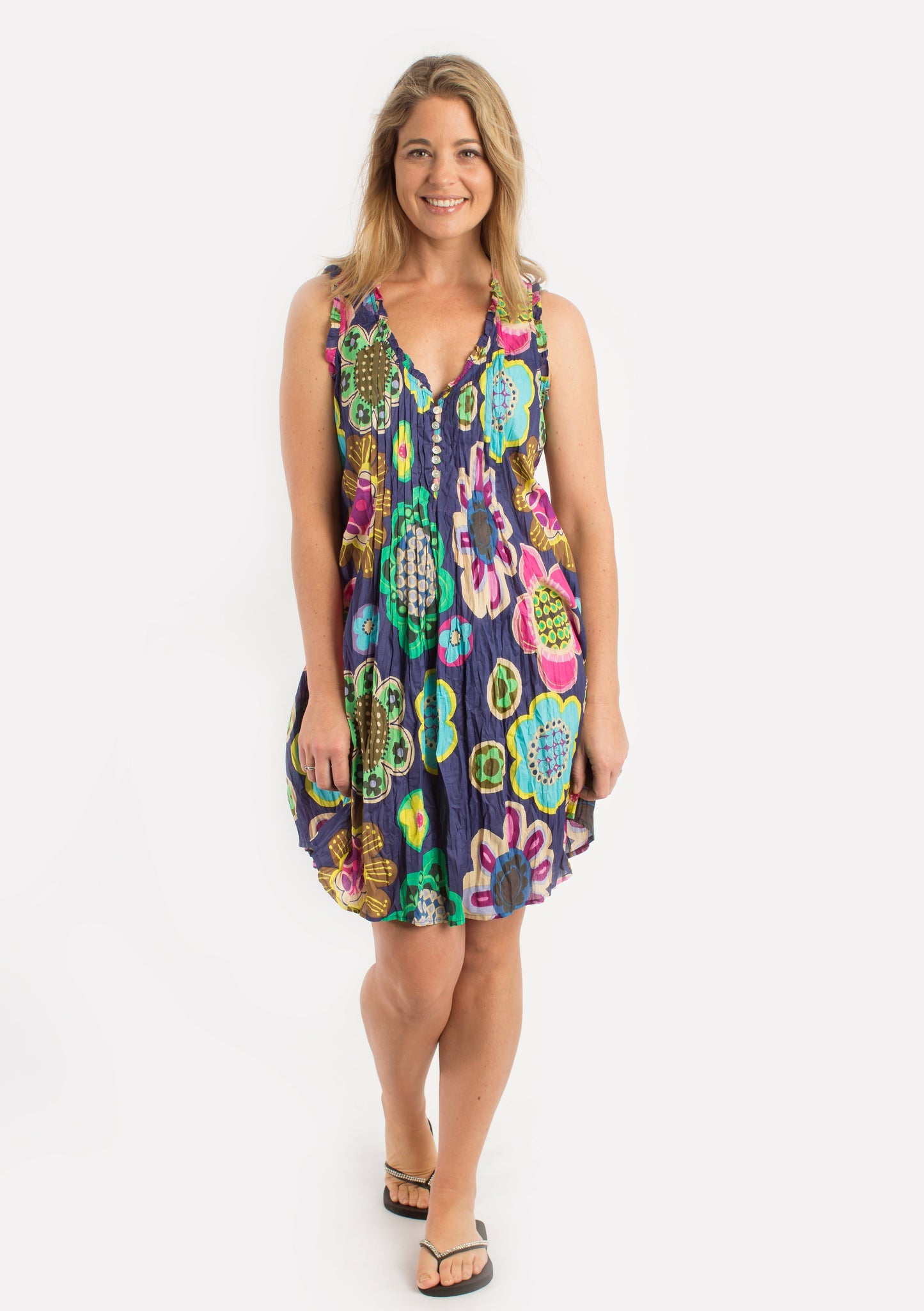 Chilli Dress in Blue Floral Deco