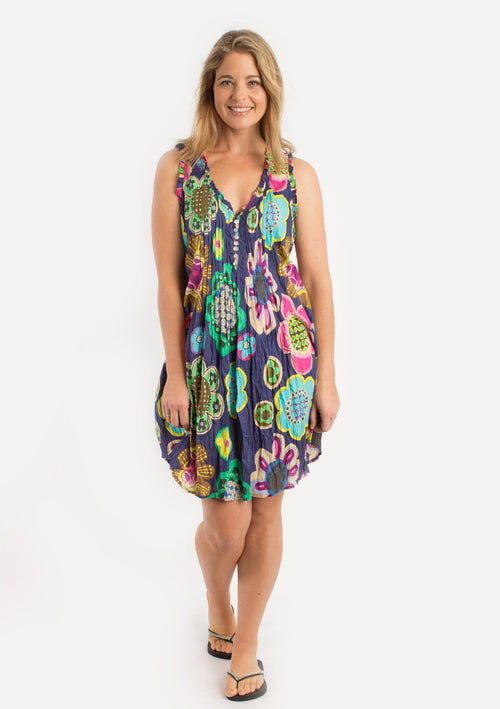 Chilli Dress in Blue Floral Deco