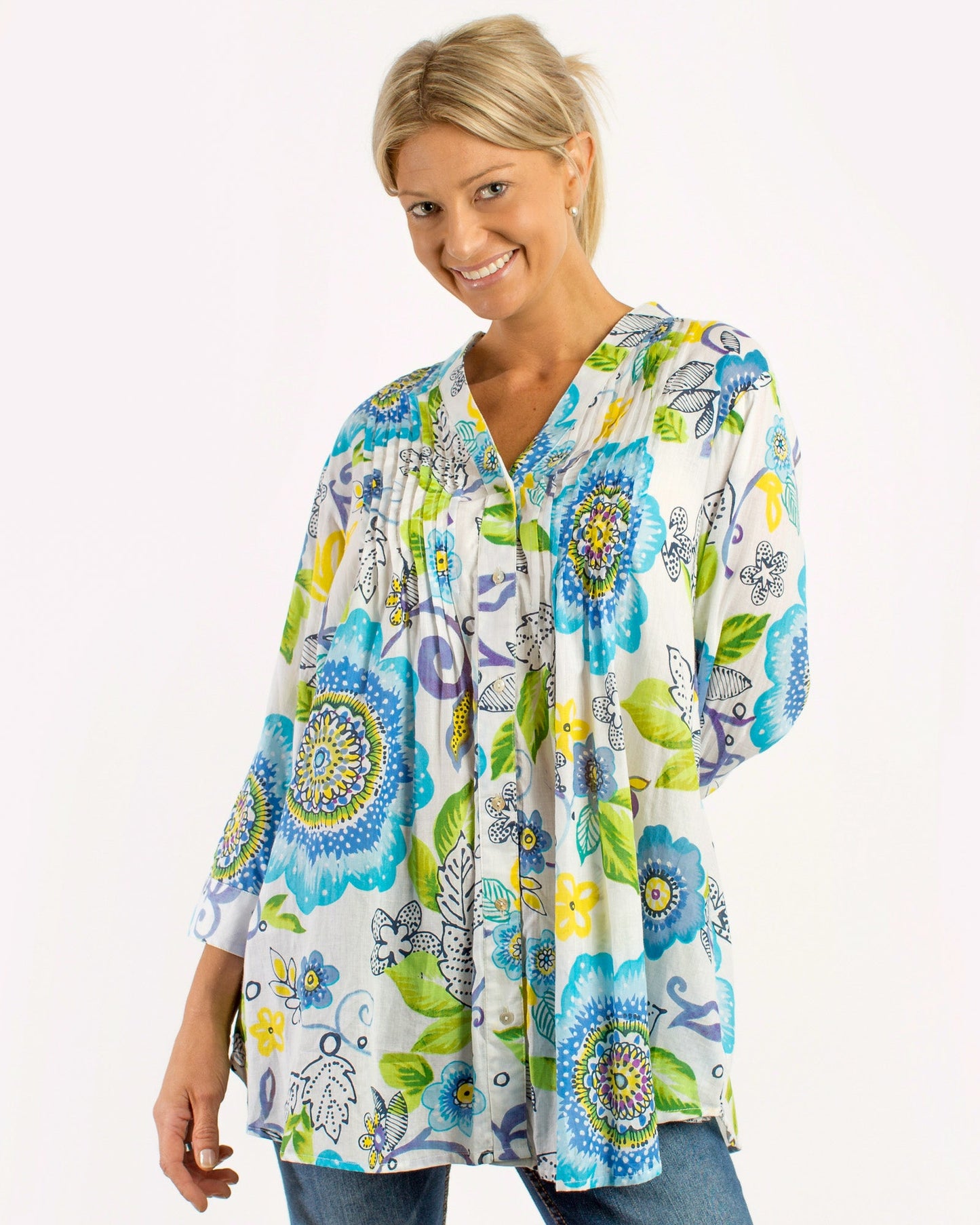 Palm Cove Top in White Floral
