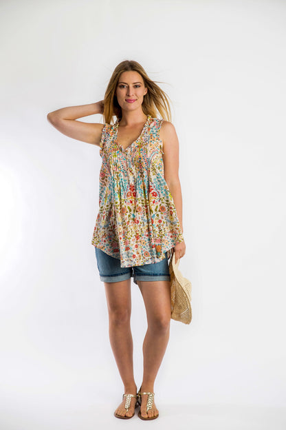 Chilli Top in Ecru Floral