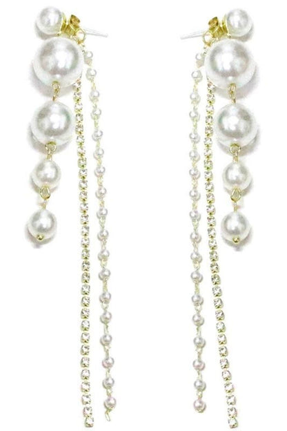 Everly Pearl & Rhinestone Drop Earrings