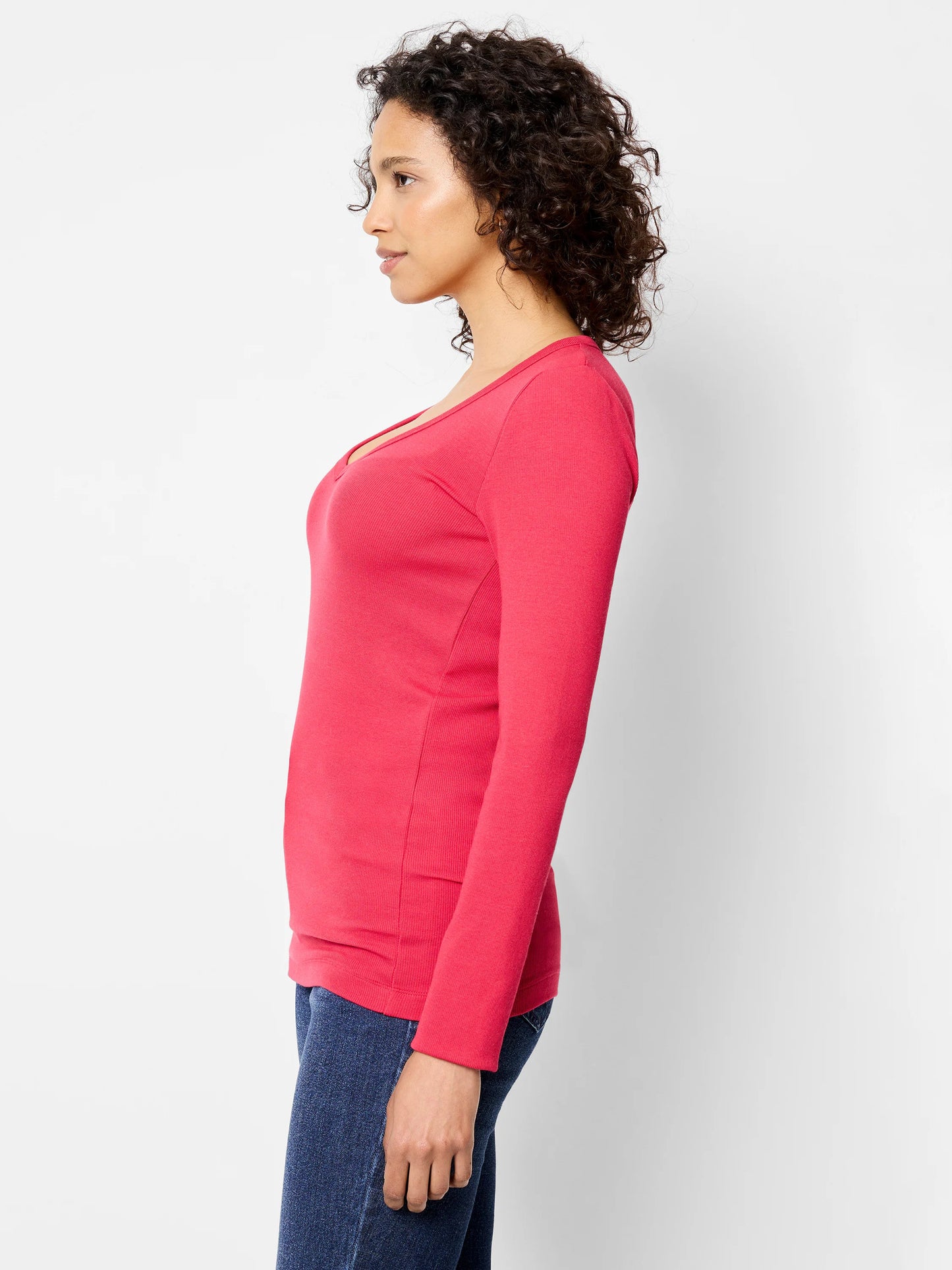 Perfect Knit Rib Long Sleeve V Neck Tee