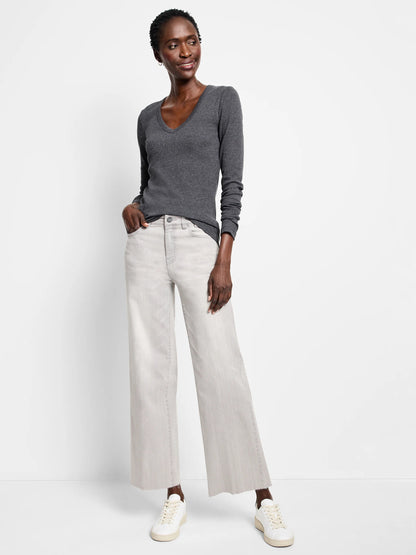 Perfect Knit Rib Long Sleeve V Neck Tee