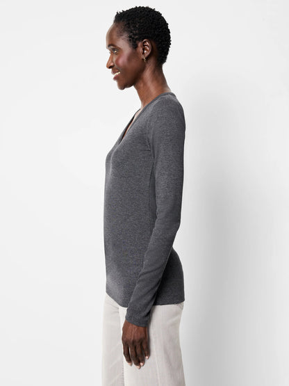 Perfect Knit Rib Long Sleeve V Neck Tee
