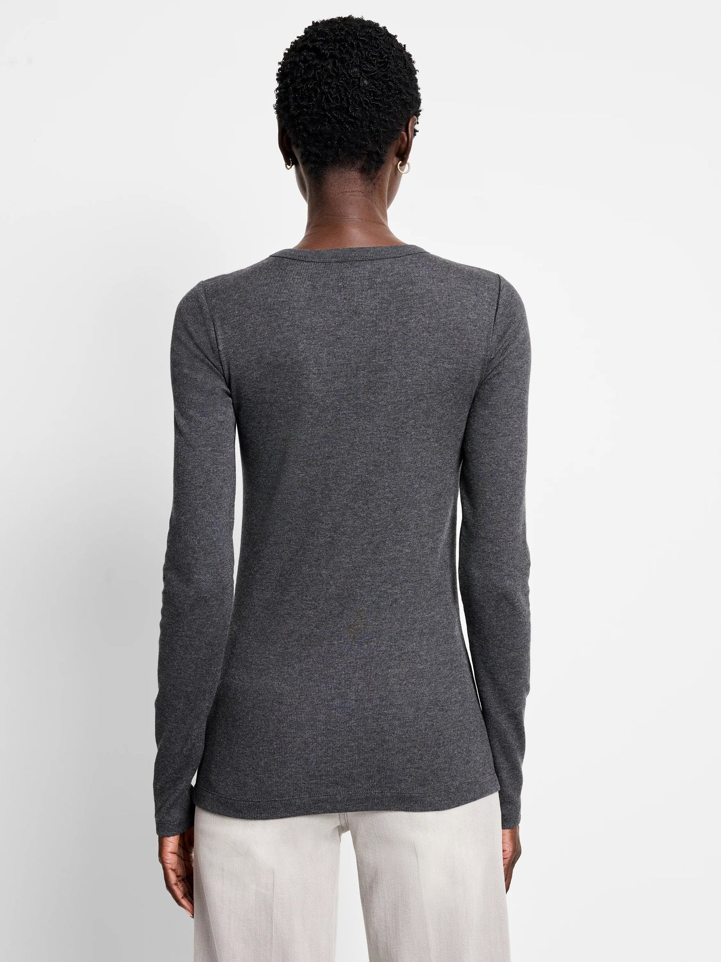 Perfect Knit Rib Long Sleeve V Neck Tee