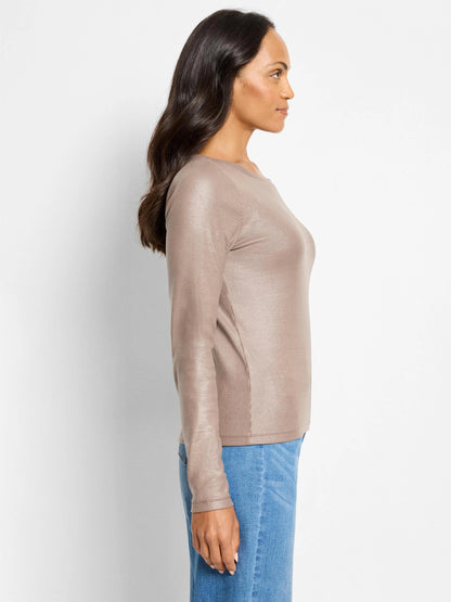 Glazed Rib Boat Neck Tee