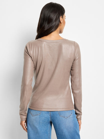 Glazed Rib Boat Neck Tee