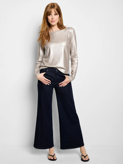 Glazed Rib Boat Neck Tee