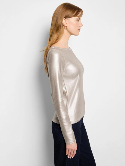 Glazed Rib Boat Neck Tee
