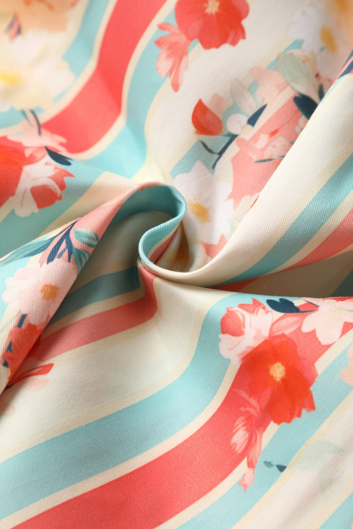 Amanda Pastel Floral & Striped Swing Dress
