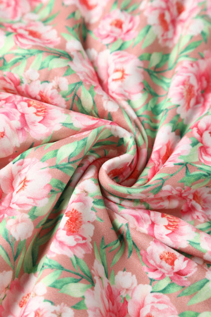 Brenda Pink Floral Short Sleeved Dress