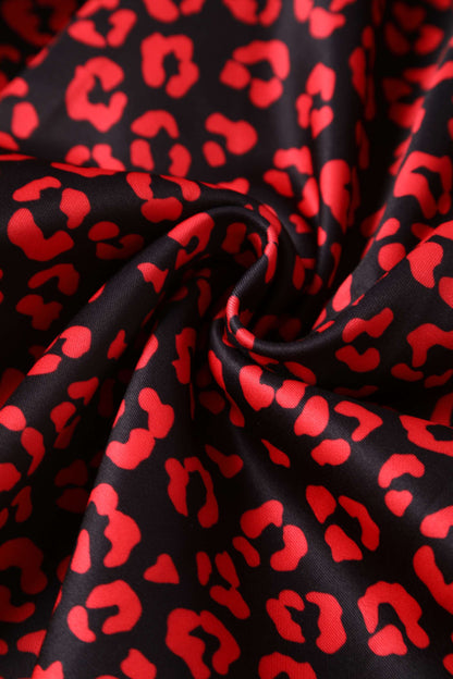 Lily Black & Red Cheetah Print Off Shoulder Dress