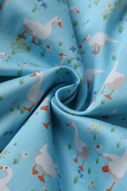 Penelope Duck Farm Shirt Dress In Light Blue