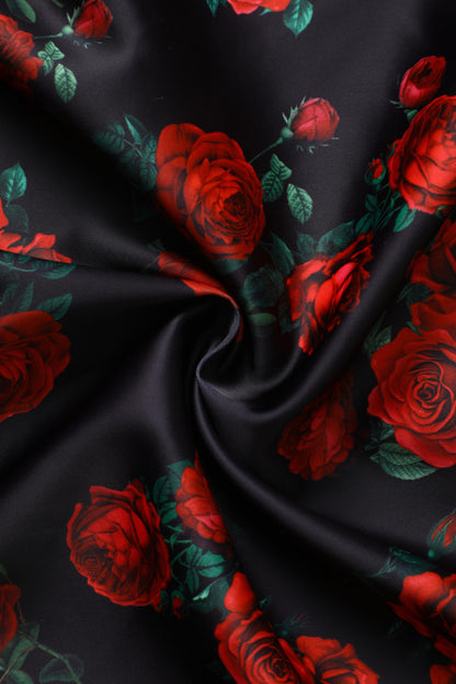 Grace Black Rose Pleated Bust Dress