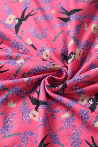 Julia Pink Swallow Sleeved Dress