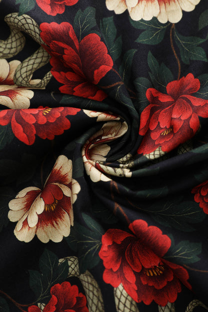 Lily Rockabilly Snake & Rose Off Shoulder Dress