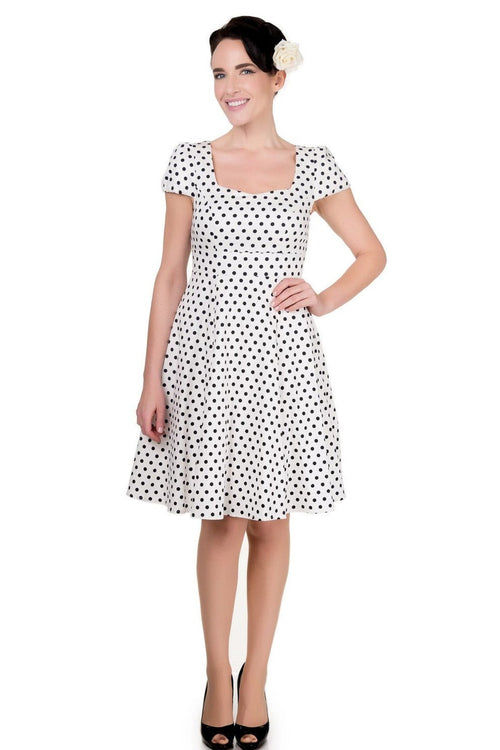 Claudia Flirty Fifties Style Dress in White