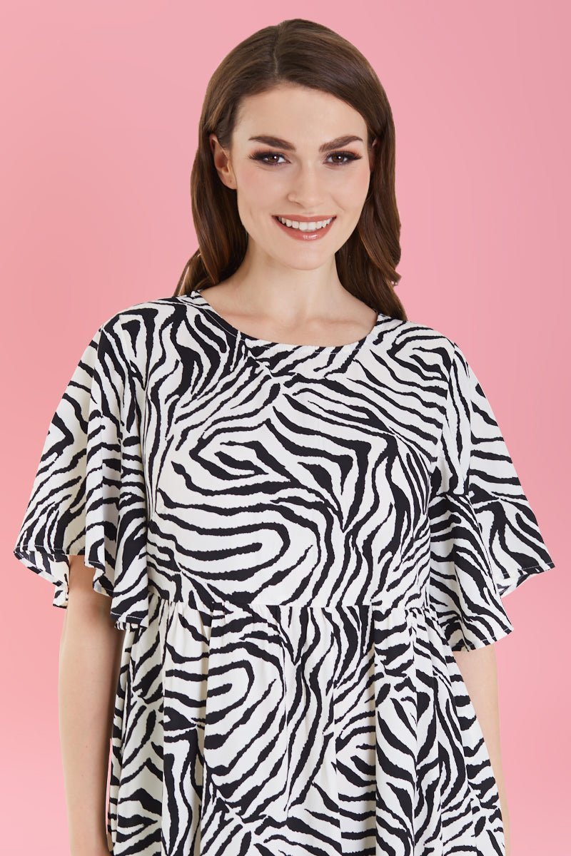 Bella Floaty Oversized Day Dress in Zebra Print