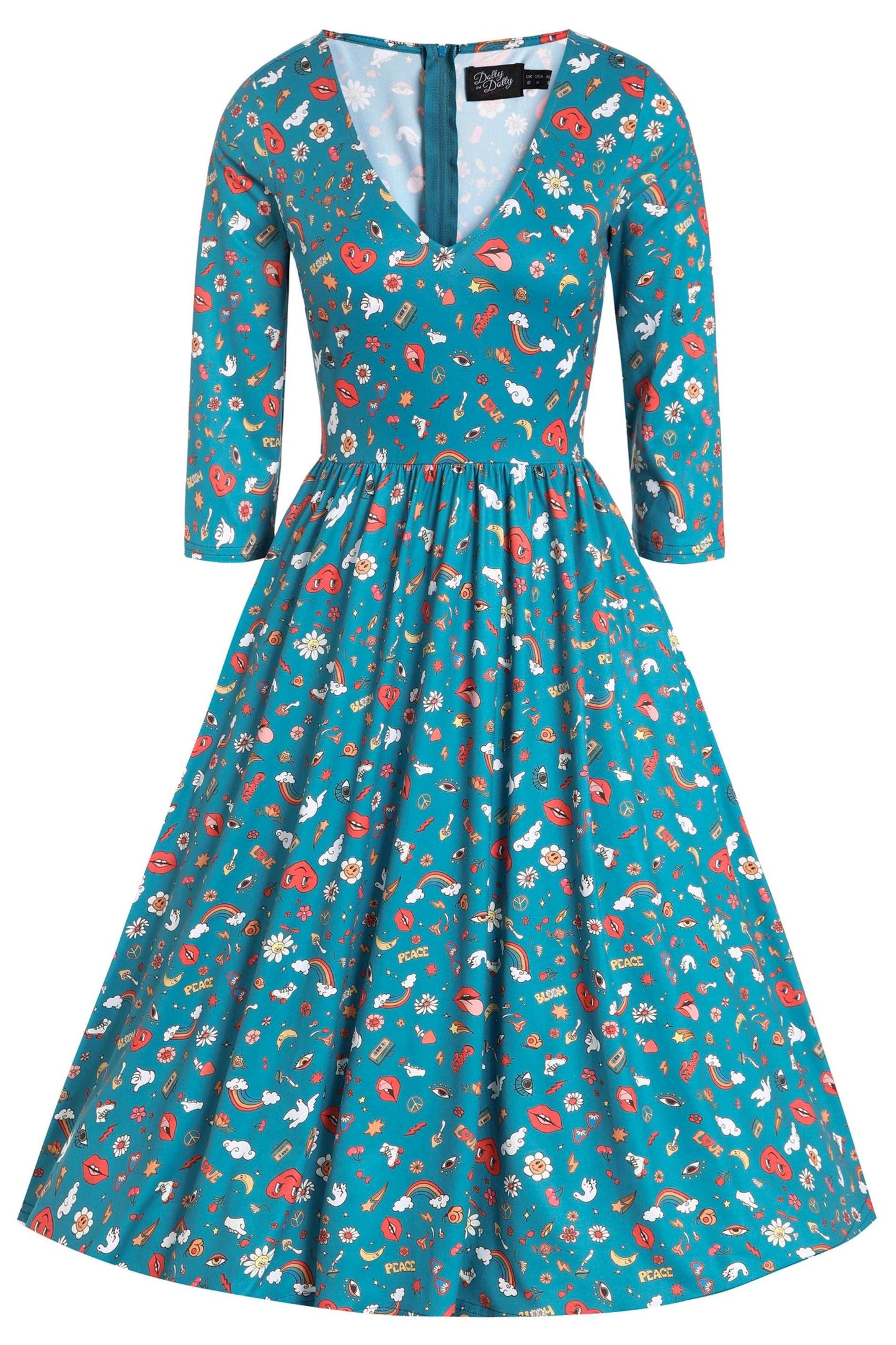 Billie Groovy Turquoise Long Sleeved Dress
