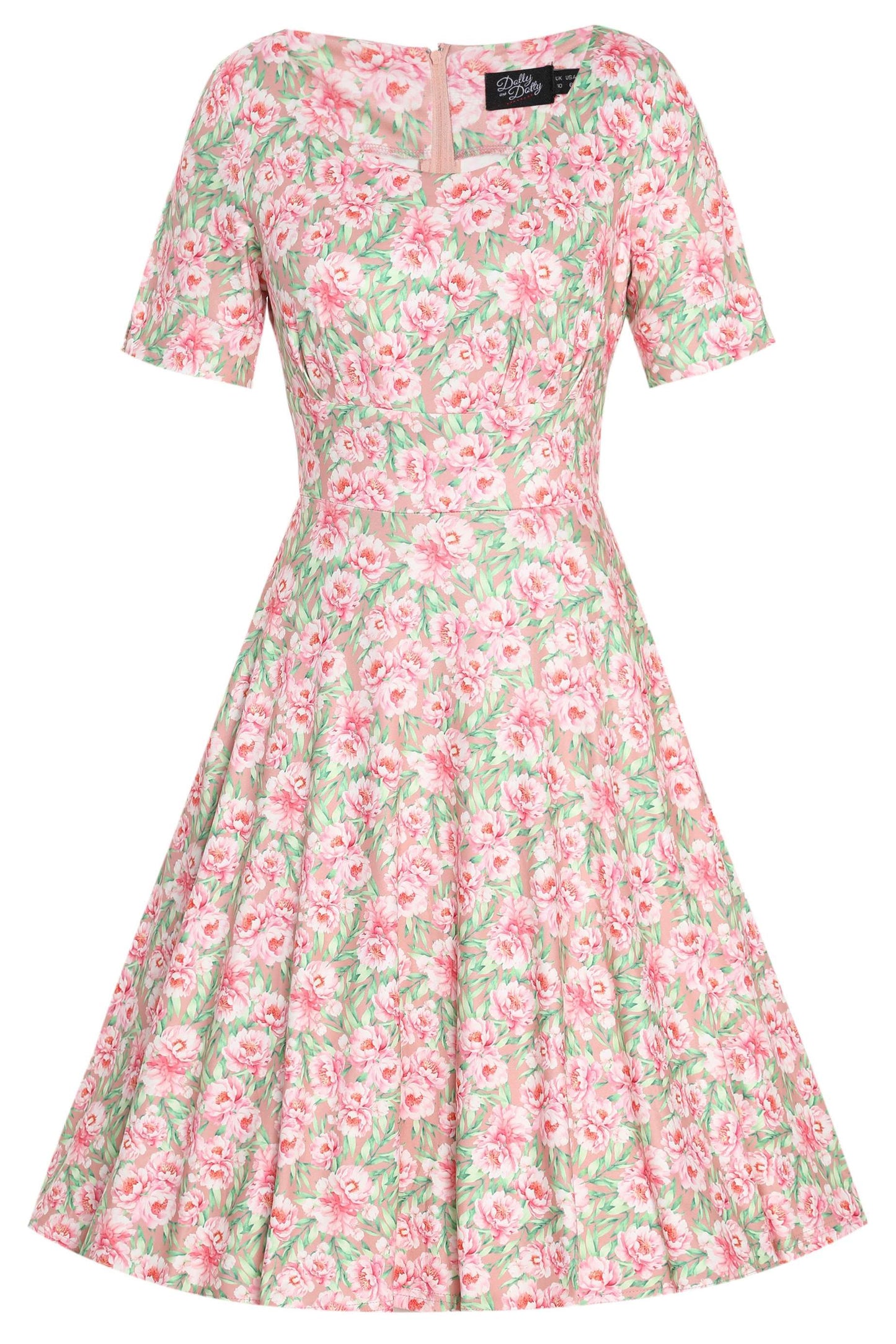 Brenda Pink Floral Short Sleeved Dress