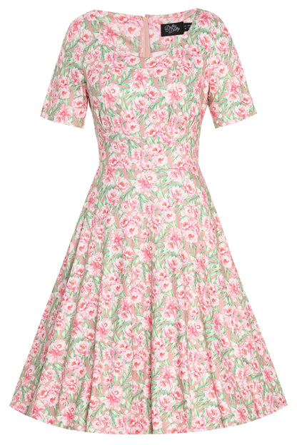 Brenda Pink Floral Short Sleeved Dress