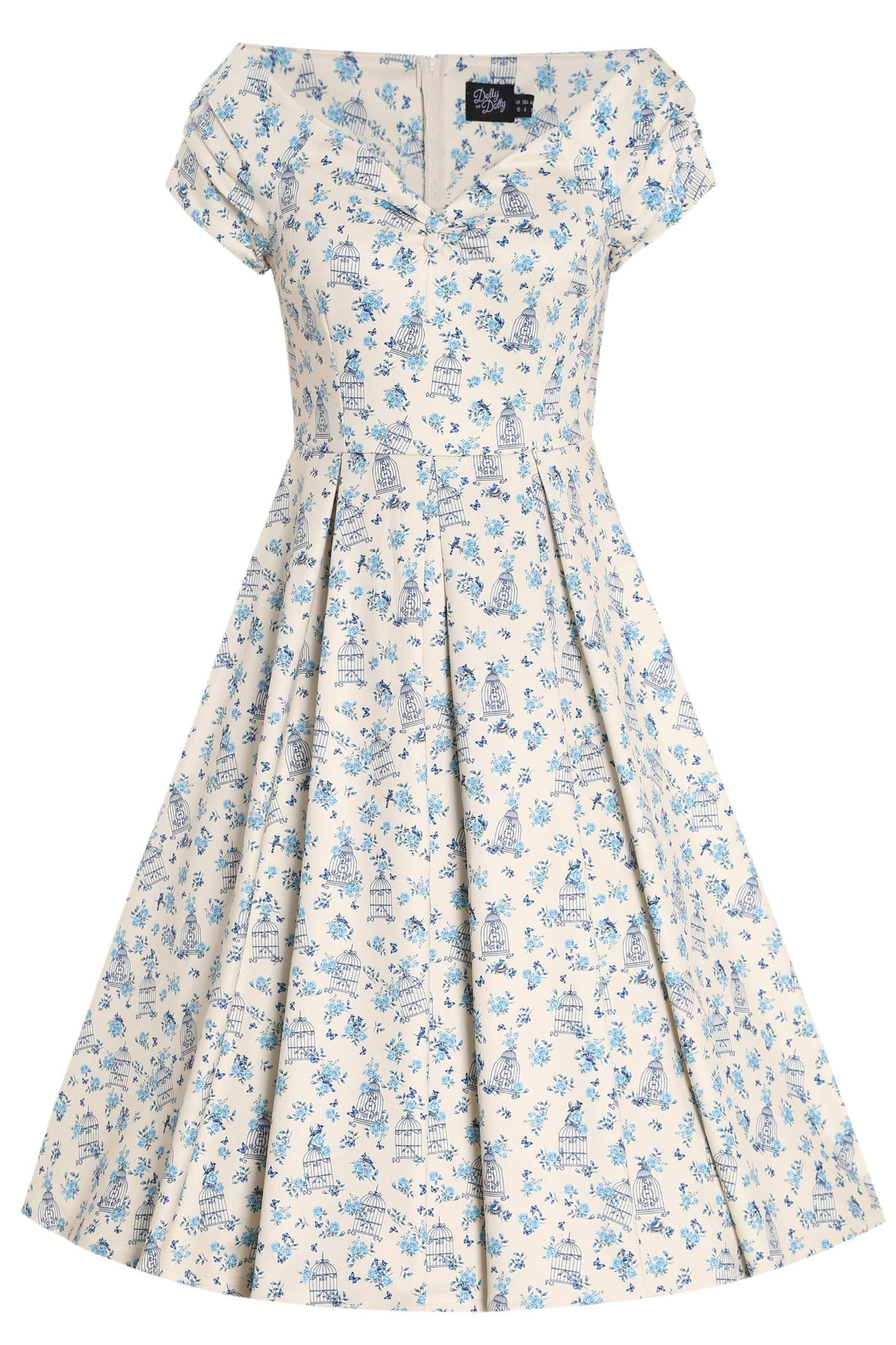 Lily Bird Cage Off Shoulder Dress In Cream White