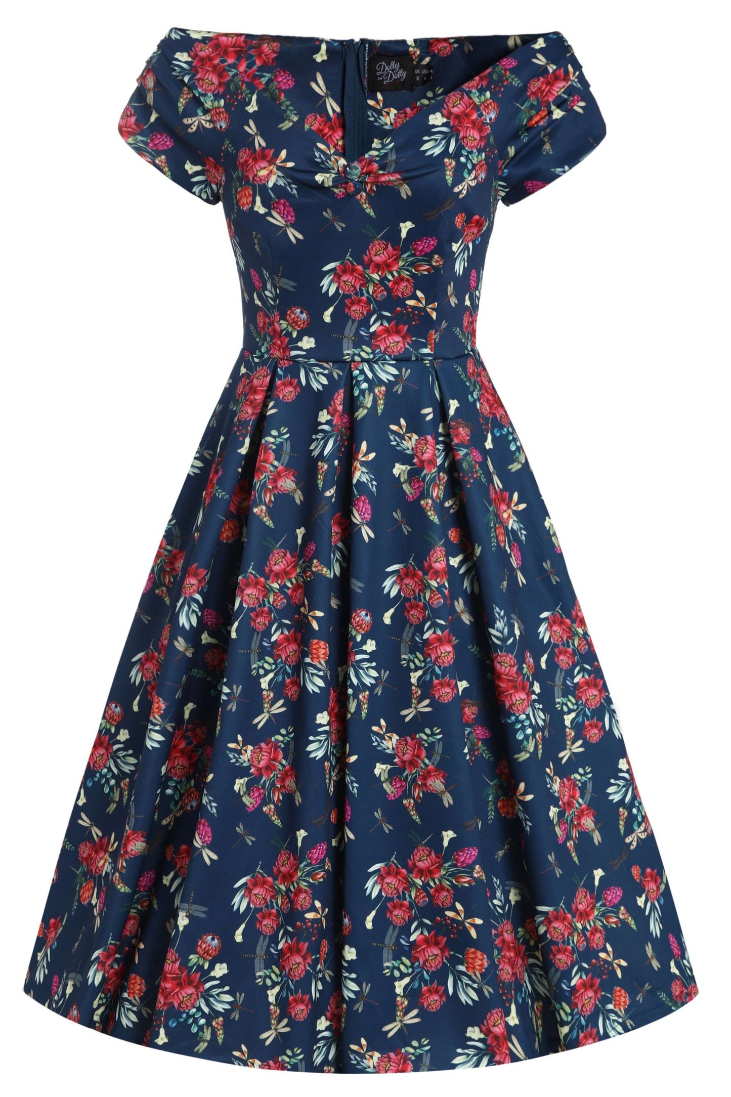 Lily Floral Dragonfly Off Shoulder Dress