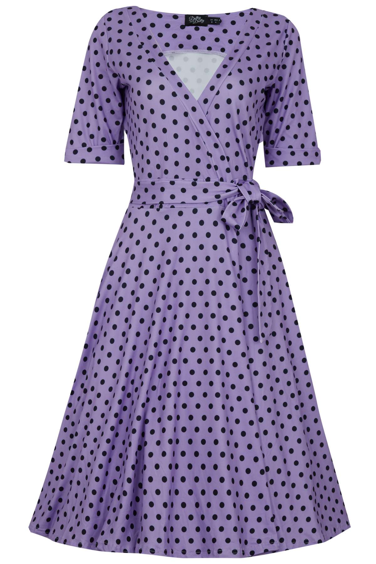 Matilda Lavender Polka Dot Wrap Dress