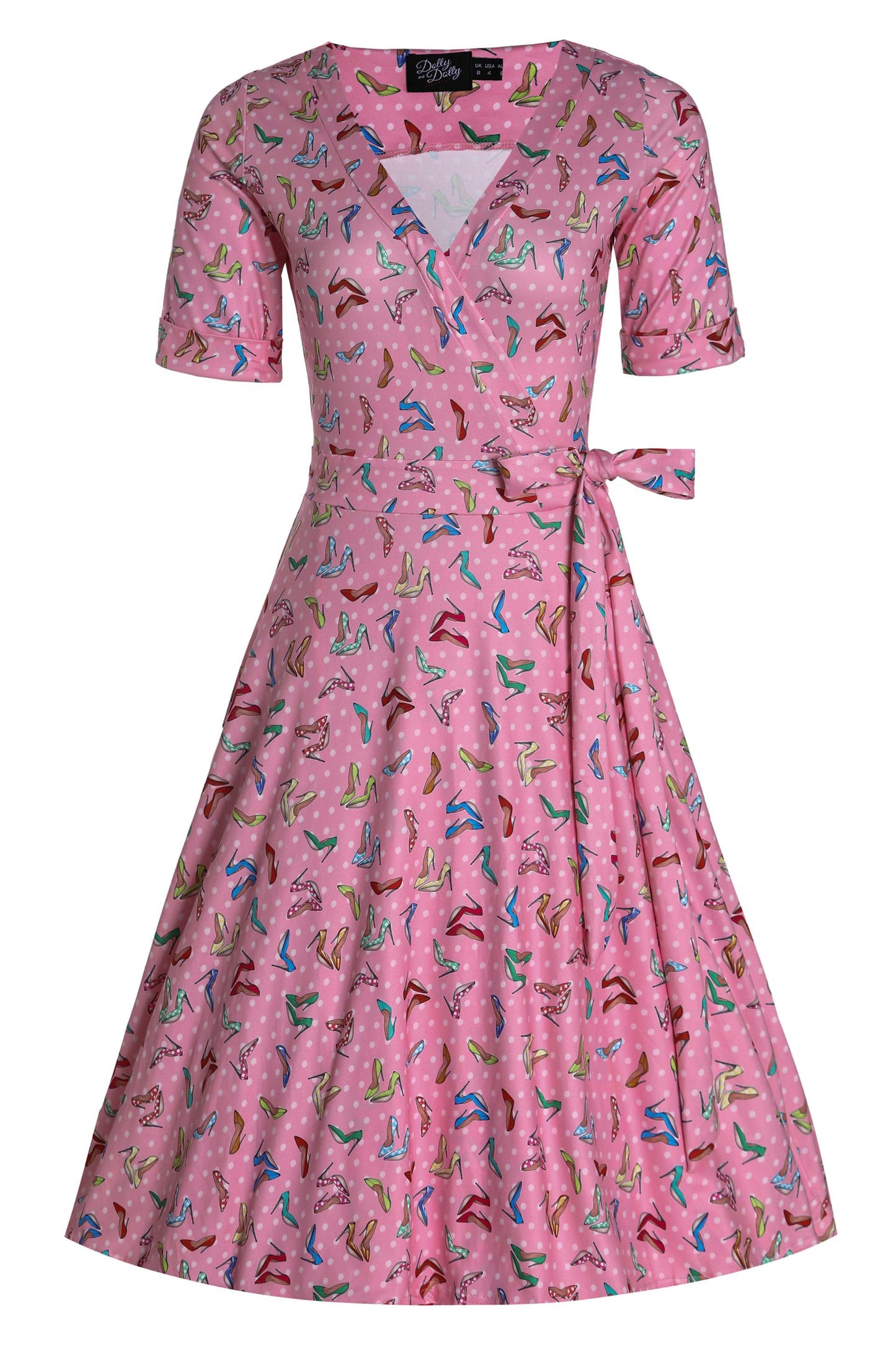 Matilda Pink Stiletto Print Wrap Dress