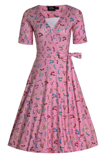 Matilda Pink Stiletto Print Wrap Dress