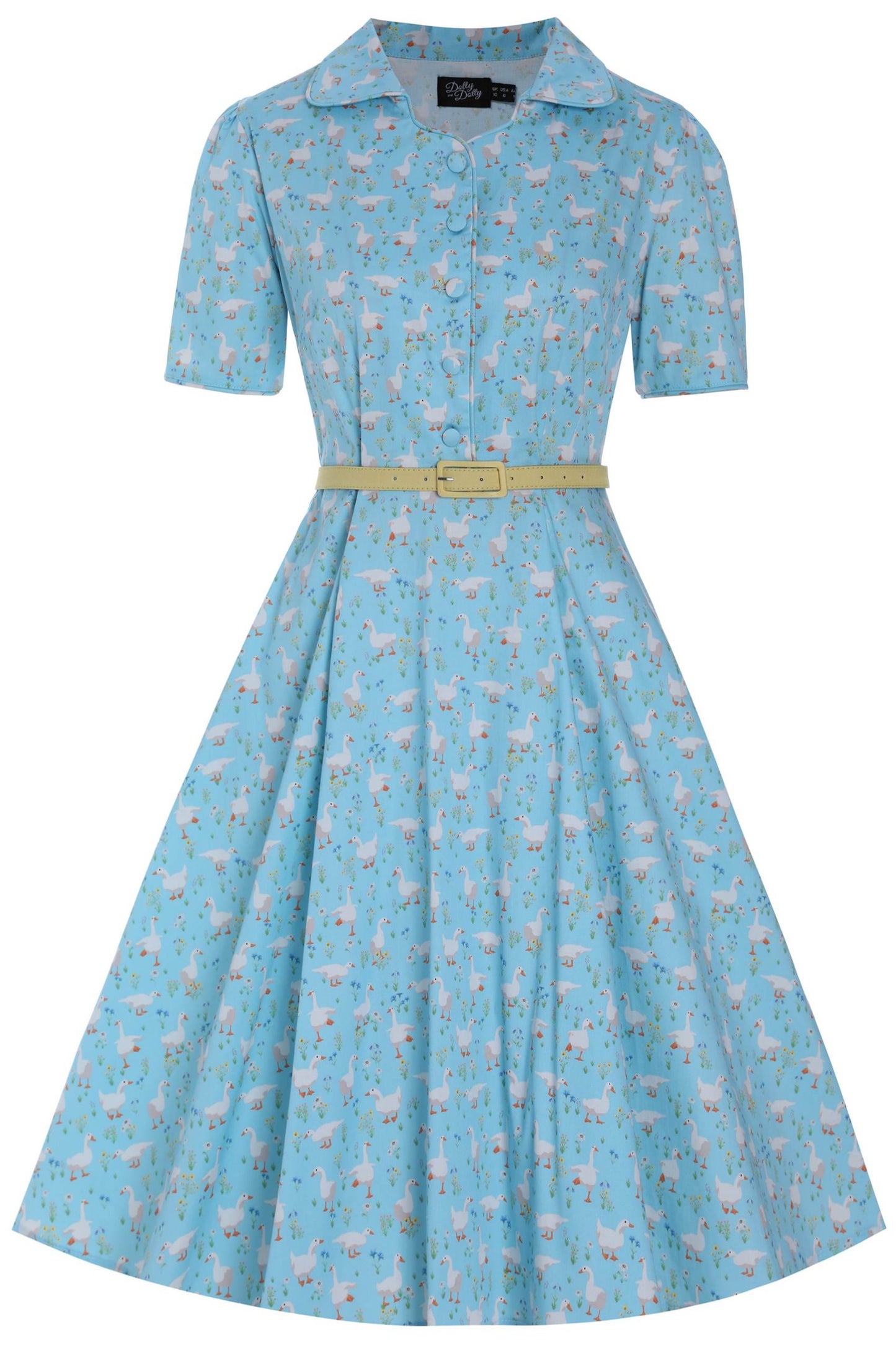 Penelope Duck Farm Shirt Dress In Light Blue