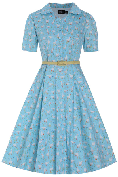 Penelope Duck Farm Shirt Dress In Light Blue