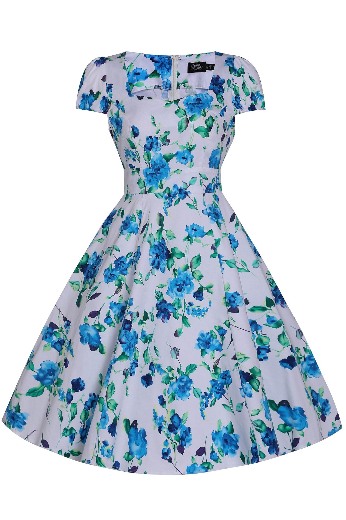 Claudia White Blue Floral Swing Dress