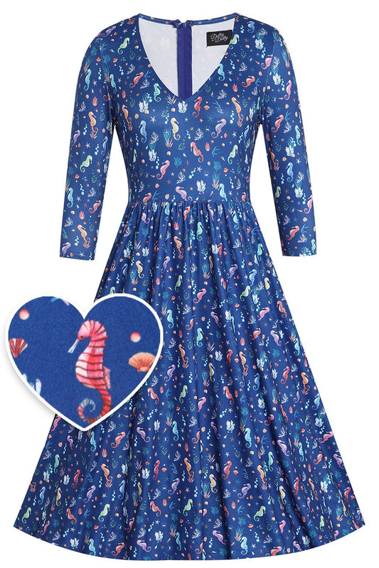 Billie Underwater Seahorse Flared Dress